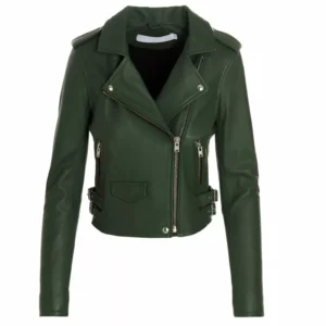 women-cafe-racer-green-leather-jacket