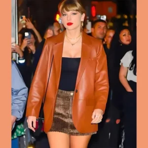 taylor-swift-brown-leather-blazer