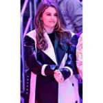 selena-gomez-black-and-white-leather-coat selena-gomez-black-and-white-leather-coat