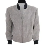 Thomas F Wilson Back To The Future Grey Bomber Jacket