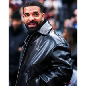 Drake Warriors Game Black Leather Jacket