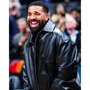 Drake Warriors Game Black Leather Jacket