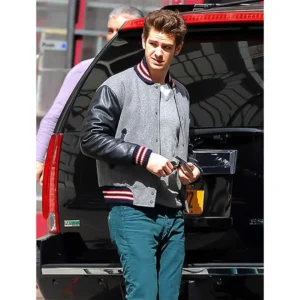 Andrew Garfield Grey Varsity Wool Jacket