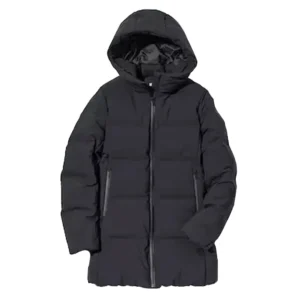 Joey Locke Cleaner Movie 2025 Daisy Ridley Black Hooded Puffer Jacket