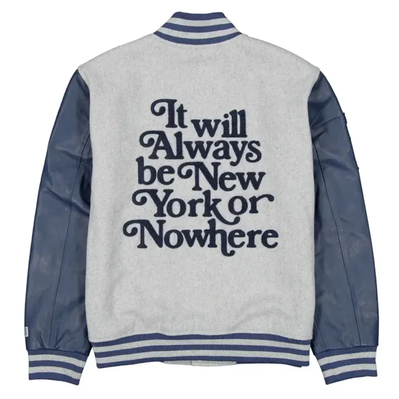 New York or Nowhere Gray Satin Full-Zip Jacket