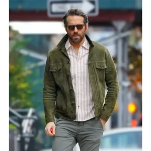 Ryan Reynolds Welcome to Wrexham Suede Green Leather Jacket