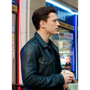 Tom Holland Black Leather Jacket