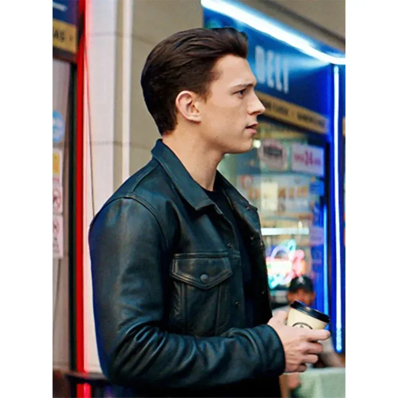 Tom Holland Black Leather Jacket