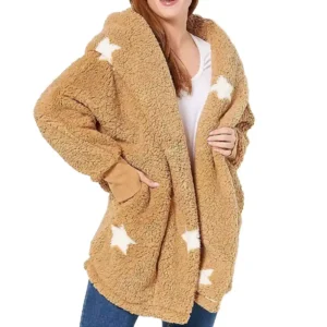 Jill Martin Brown & White 2025 Fuzzy Star Cardigan