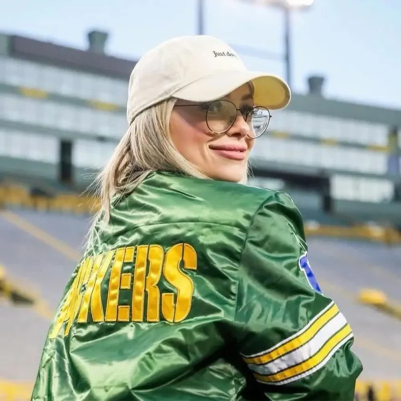 American Wrestler and Actress Liv Morgan Green Bay Packers Green Bomber Jacket