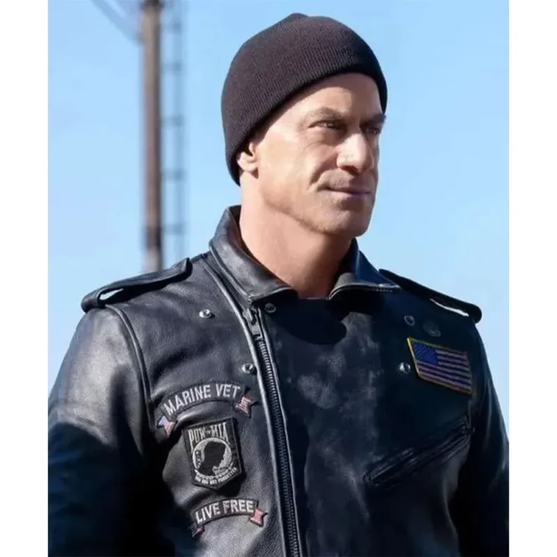 Detective Elliot Stabler Tv Series Law & Order Organized Crime S03 Christopher Meloni Black Leather Biker Jacket
