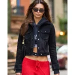 American Model Emily Ratajkowski Street Style 2023 Black Jacket