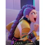 Rumi KPop Demon Hunters Cropped Yellow Leather Moto Jacket Rumi KPop Demon Hunters 2025 Cropped Yellow Leather Moto Jacket