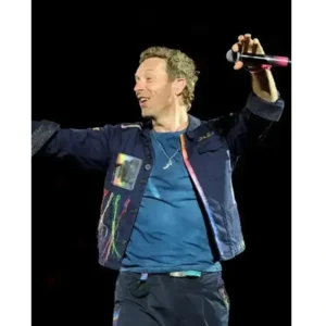 Chris Martin Coldplay Concert Blue Jacket