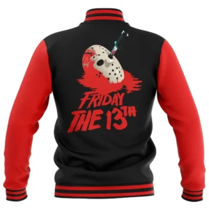 Halloween Red and Black Friday The 13th Varsity Jacket